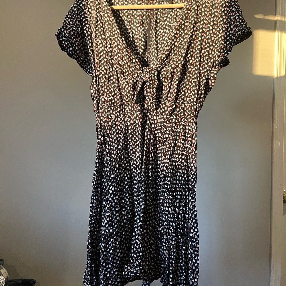 Floral tie front dress